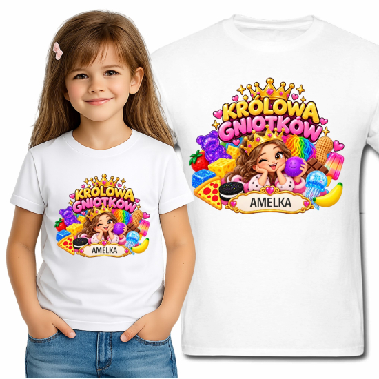 Koszulka KRÓLOWA GNIOTKÓW GNIOTEK squishy personalizowana Z NAPISEM imieniem MG69